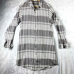 Current/Elliott Gray and White Striped Long Sleeve Dress